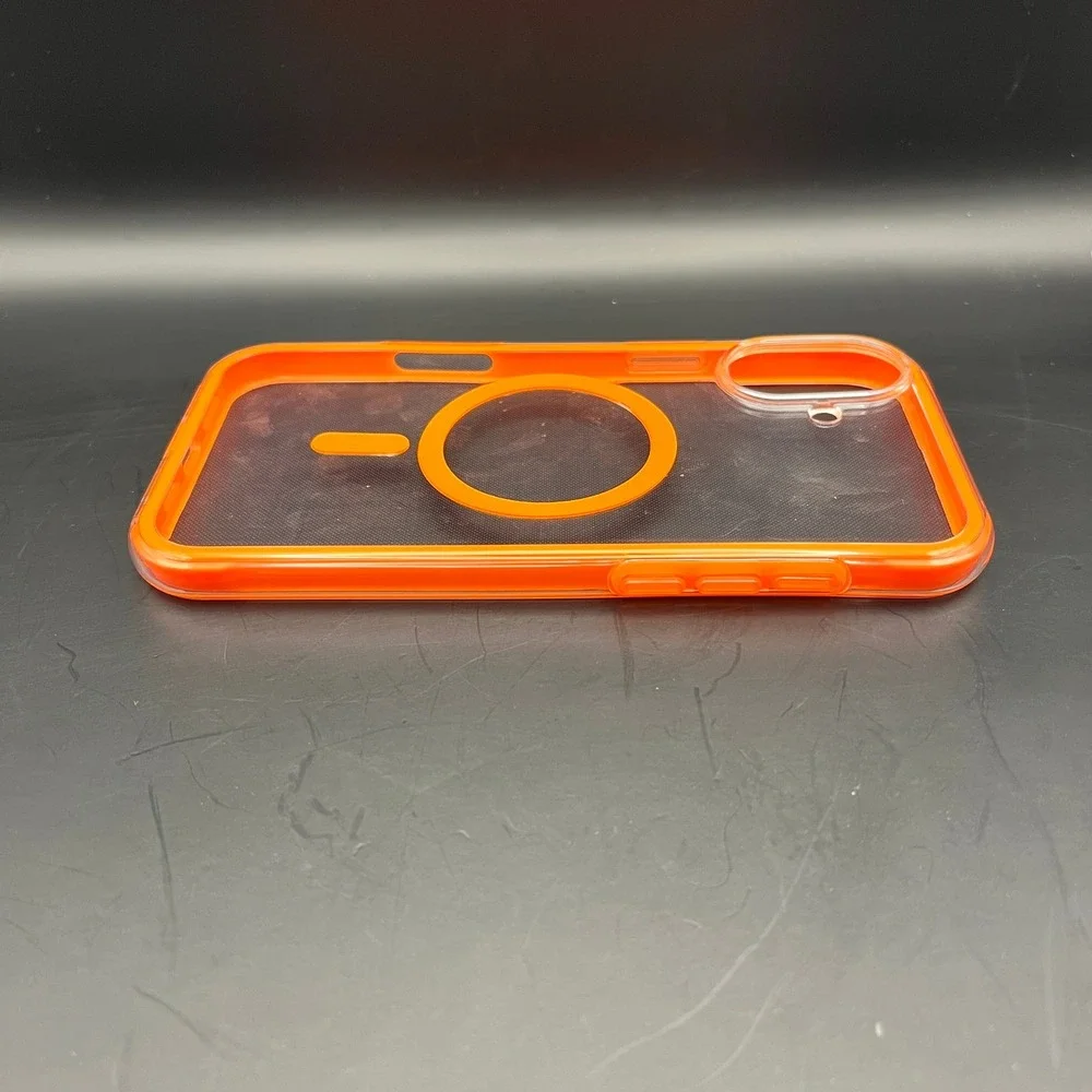 Magnetic‎ Orange iPhone 16 Pro Plus Case Clear Protective Cover New In Box